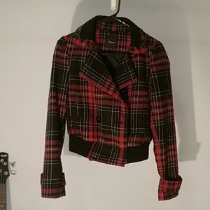 Polyester Black and Red Flannel Jacket
